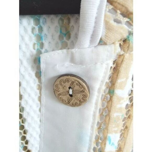 Multiples Women's Jacket Plus 2X Aqua-Tan-Red Multi Color Eyelet‎ Half Slv. NWOT - Picture 5 of 9